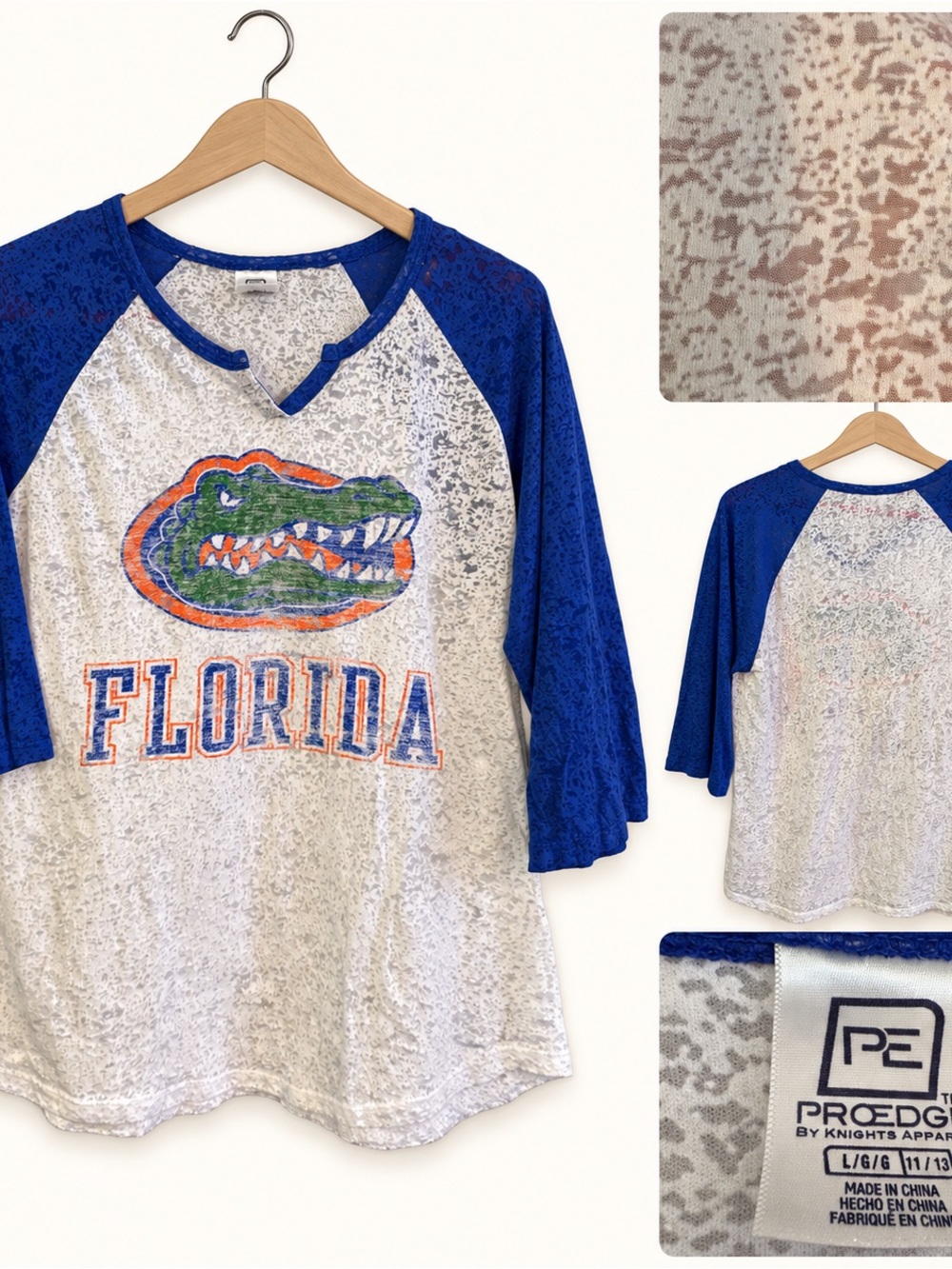 Knights Apparel Florida Gators Raglan Tee - Royal Blue & White